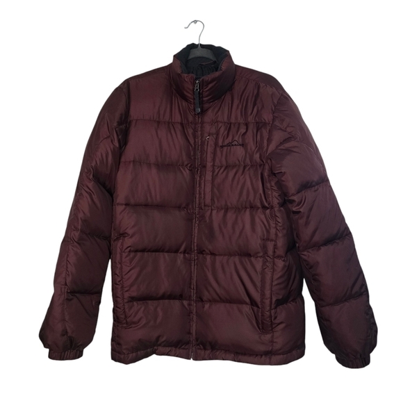 Eddie Bauer Premium Quality Goose Down Funnel Neck Puffer Jacket Burgandy Red - Picture 1 of 11